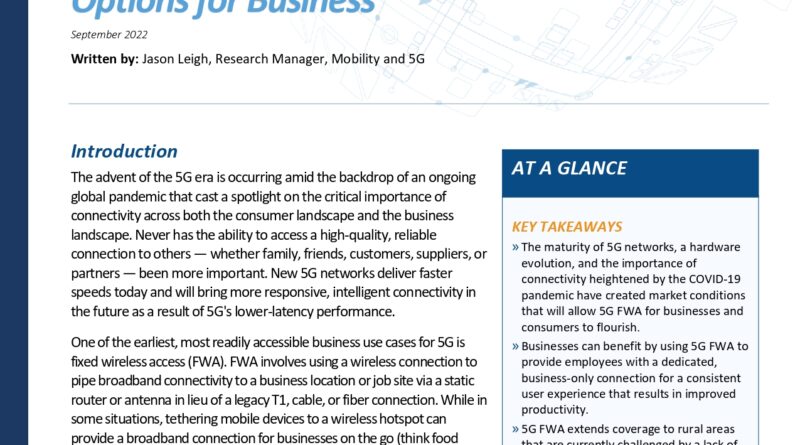 5G Fixed Wireless Accelerates Connectivity Options for Business