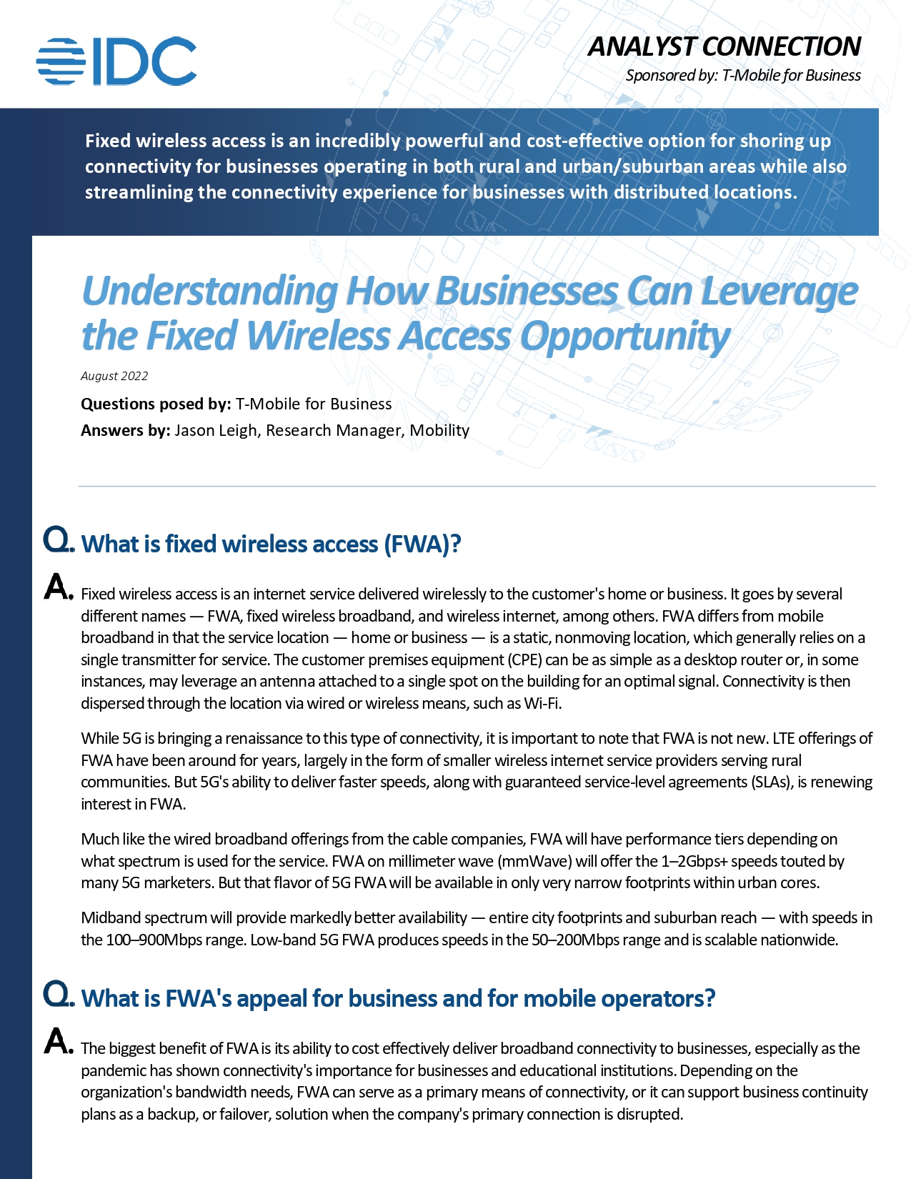 Understanding How Businesses Can Leverage the Fixed Wireless Access Opportunity